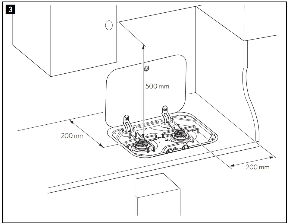 DOMETIC PI8023 Cooktop and Combination Gas Burner - minimum distances