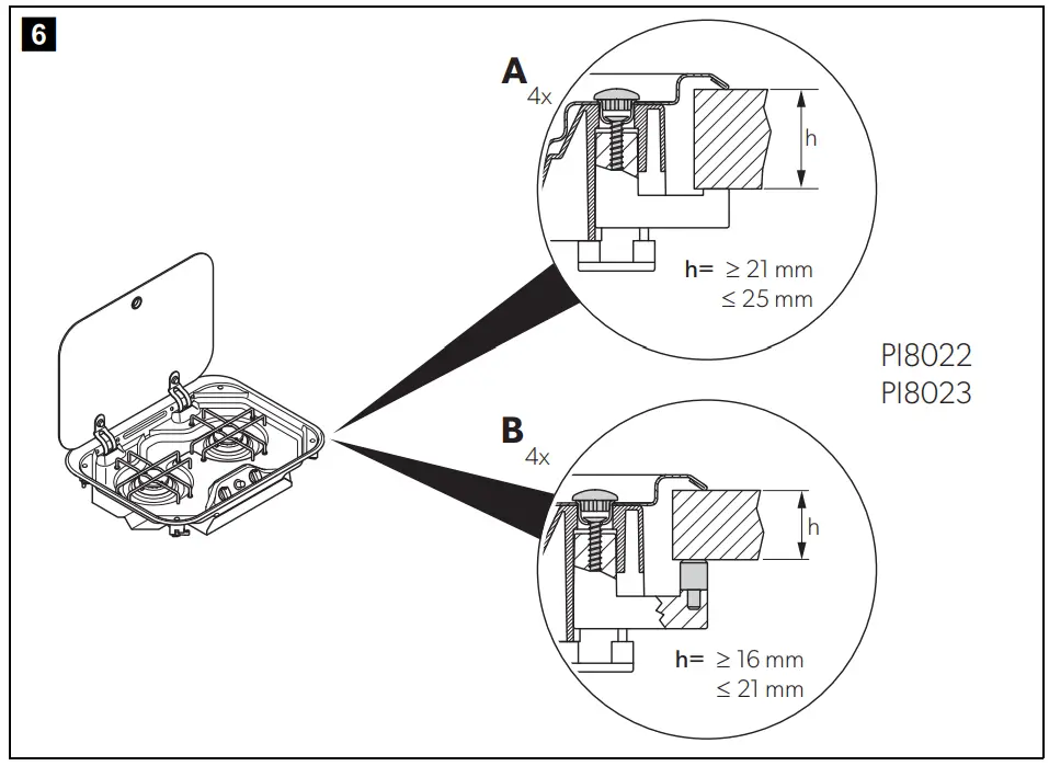 DOMETIC PI8023 Cooktop and Combination Gas Burner - using the screws