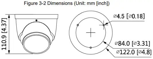 dahua HDW3849HP Eyeball Network Camera -Dimensions