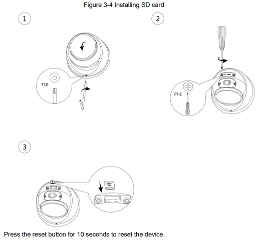 dahua HDW3849HP Eyeball Network Camera -Installing SD card