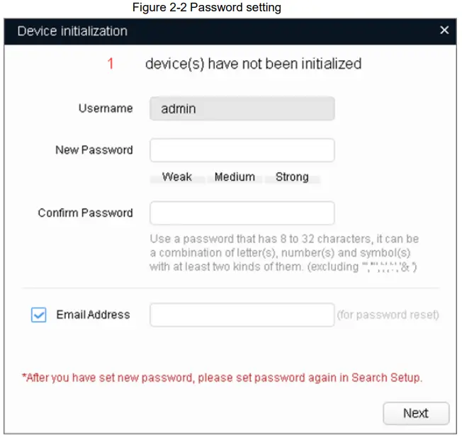 dahua HDW3849HP Eyeball Network Camera -Password setting