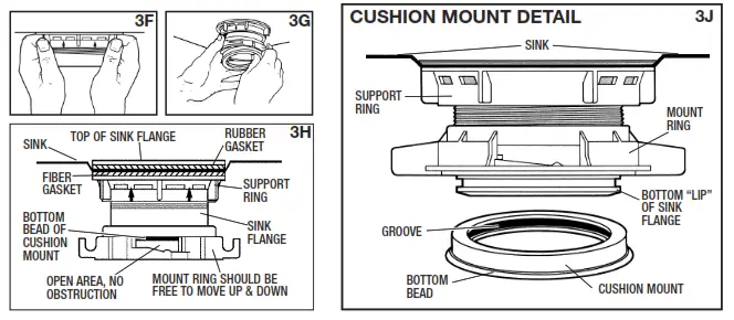 DISHWASHER CONNECTION CUSHION MOUNT DETAIL