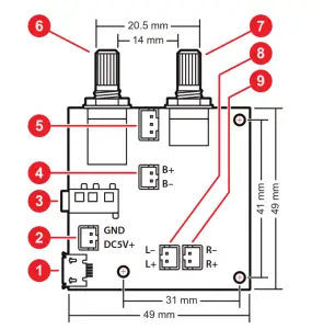 EXPRESS 2 x 5W + 10W Bluetooth 5.0 Amplifier Board 5 VDC with Battery Option