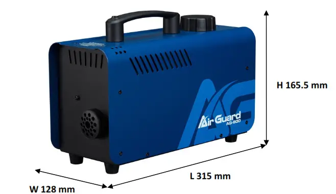 Air Guard AG-800X Portable Fog Sanitization Machine - Dimensions