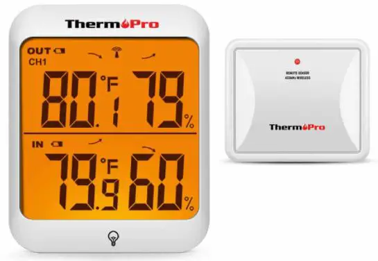 ThermoPro TP260B Wireless Indoor Outdoor Humidity and Temperature Monitor