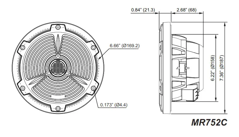 BOSS Marine Speaker Dimensions 2