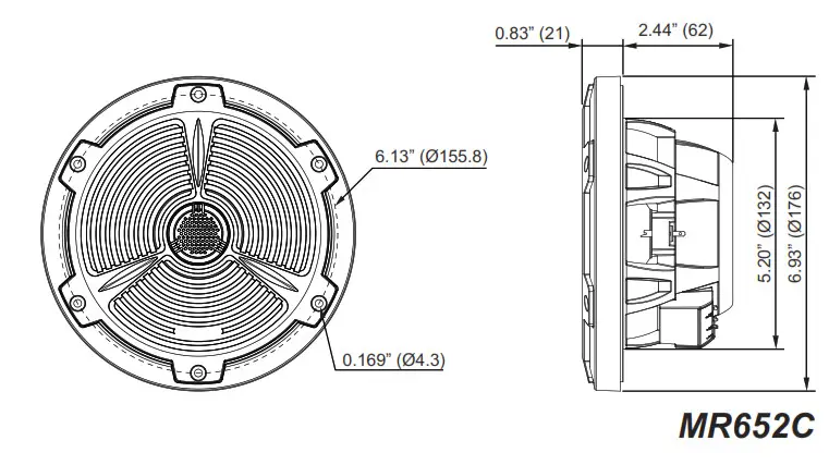 BOSS Marine Speaker Dimensions
