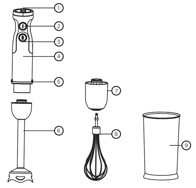 Westinghouse WHSM04SS 350W Stick Mixer Blender- PARTS AND FEATURES