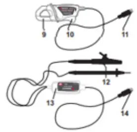 TRIPLETT ACDL100 True RMS AC Voltage-Current Datalogger - Button Functions - Alligator clips