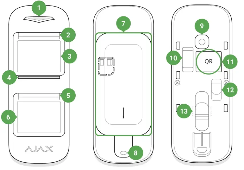 Ajax Online AJMPO MotionProtect Outdoor Wireless Motion Detector - Functional Elements