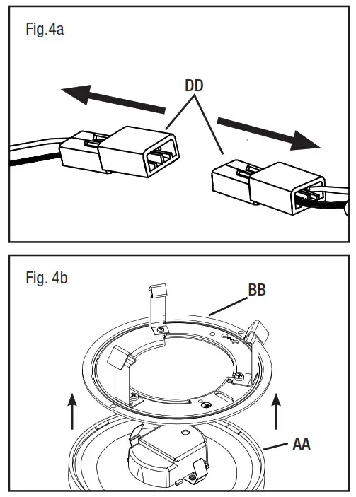 Round Flat Panel Recessed Downlight - Disconnecting and removing components Fig 4