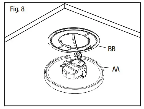 Round Flat Panel Recessed Downlight - Installing the fixture Fig 8
