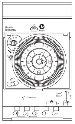 Schneider Electric CCT16364 Analogue DIN Rail Time Switch 250 V ac 1 Channel