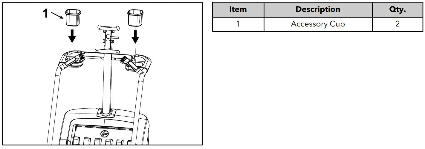 Life Fitness Power Mill Climber User Manual - Install Accessory Cups