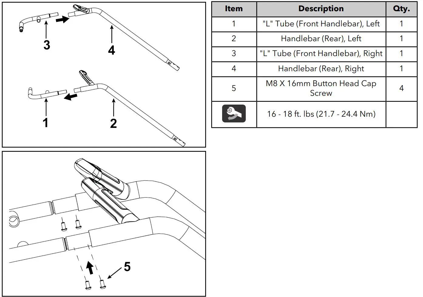 Life Fitness Power Mill Climber User Manual - Join the left and right rear handlebars to left and right L tubes front handlebars. Secure using screws