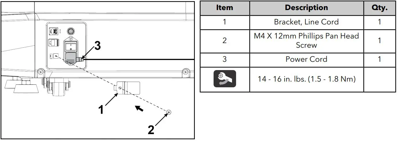 Life Fitness Power Mill Climber User Manual - Plug in power cord and reattach line cord bracket and screw