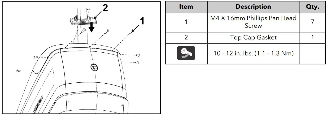 Life Fitness Power Mill Climber User Manual - Use screws to secure top cover to base