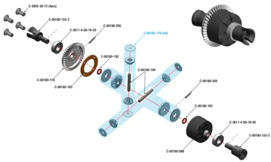 FRONT & REAR DIFFERENTIAL - EXPLODED VIEW
