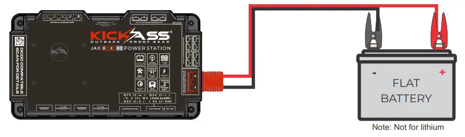KICKASS KAJB Portable Power Station with Integrated 25A DCDC Charger - Jump Starting with Powerstation