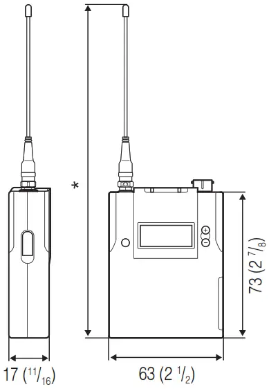 SONY DWT B30 Digital Wireless Transmitter - Dimensions
