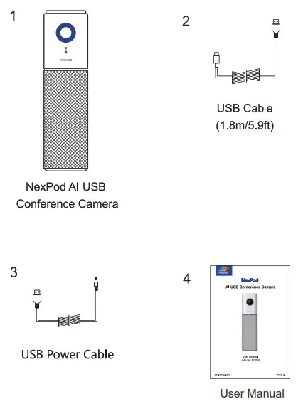 nexvod N109 Al USB Conference Camera - Package Contents