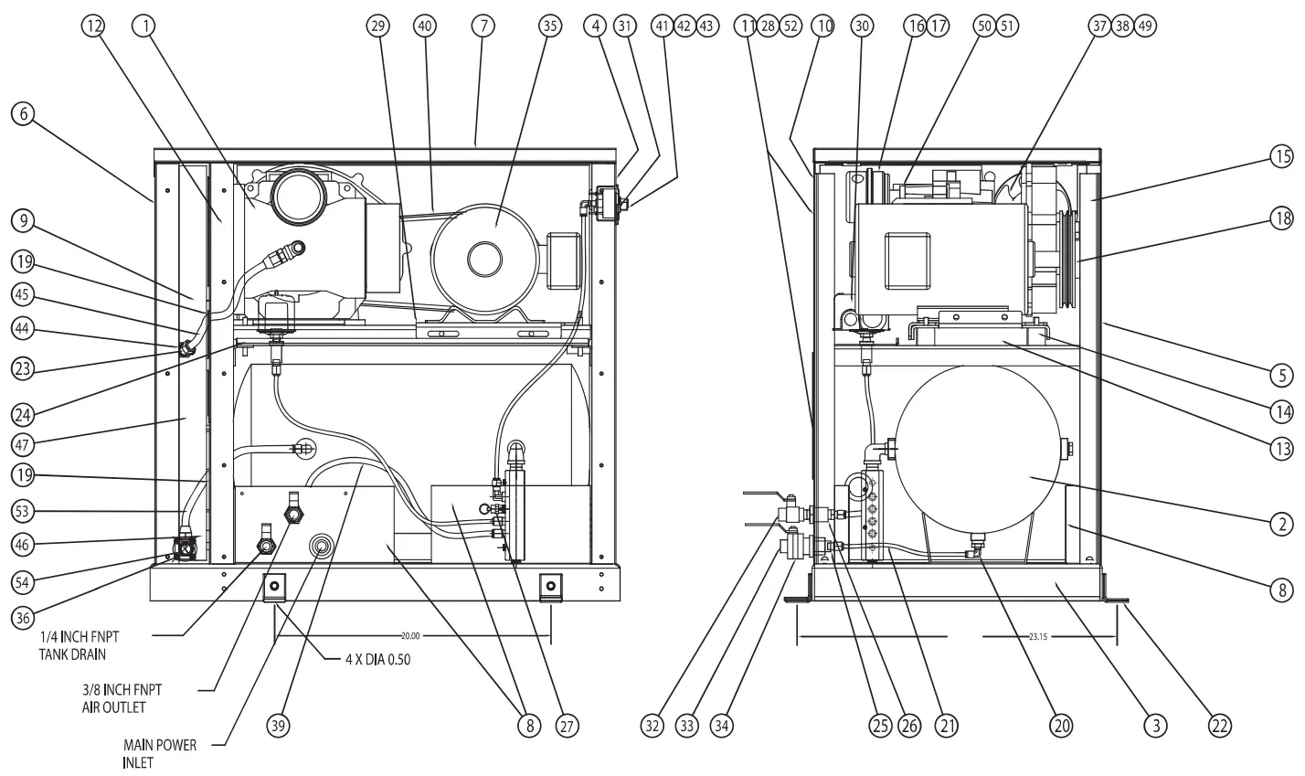 POWEREX SES0508 2 HP or 5 HP Scroll Enclosure Air Compressors - FIG 3