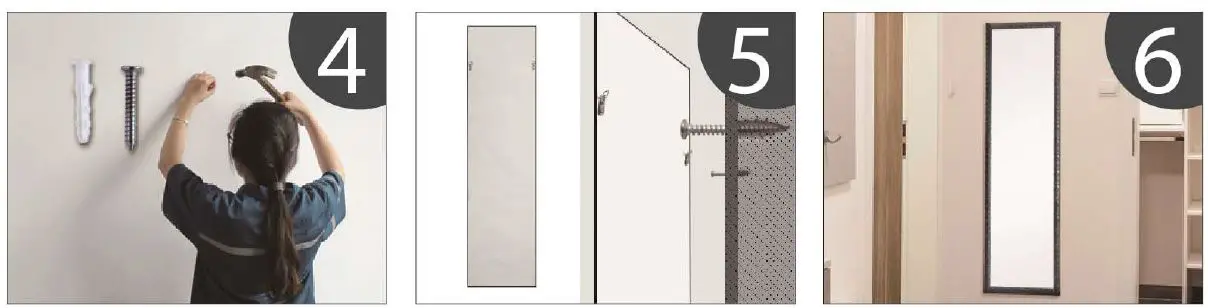 FORCLOVER CFLH-6572 W Rectangle Full Length Wall Mounted Hanging Dressing Black Explosion-Proof Mirror fig 3