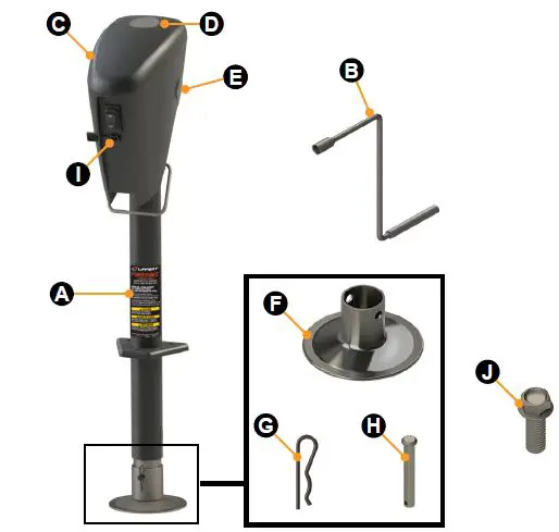 LIPPERT 813748 Power Stance Tongue Jack fig 1