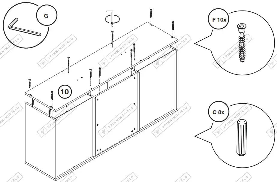 VonHaus 3000327 Riley Rattan Large Wooden Sideboard - HARDWARE 12