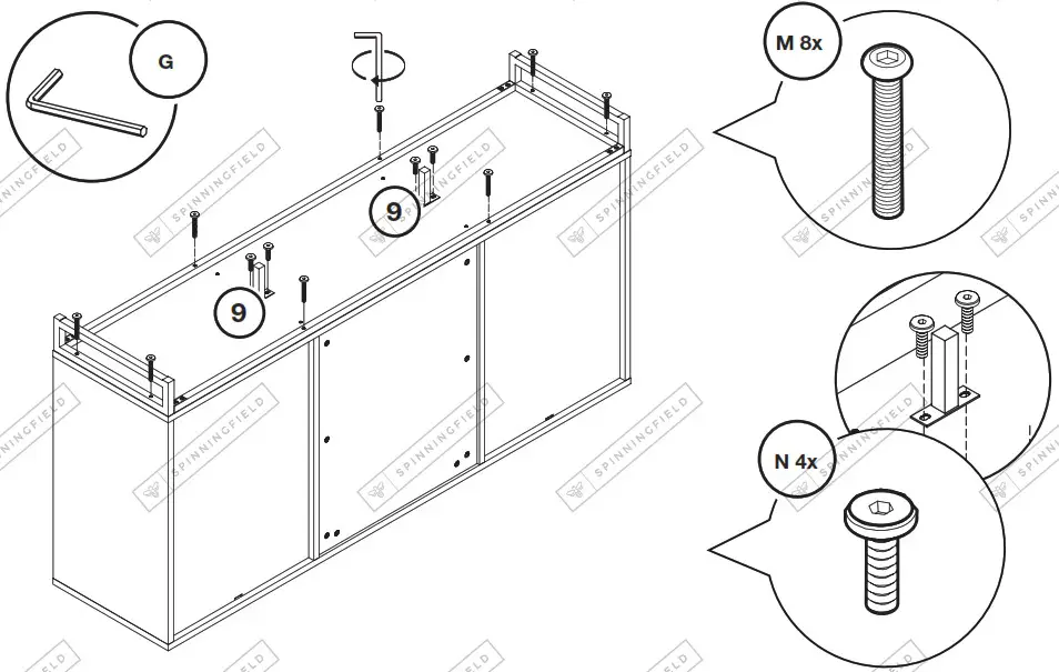 VonHaus 3000327 Riley Rattan Large Wooden Sideboard - HARDWARE 14