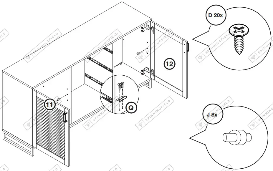 VonHaus 3000327 Riley Rattan Large Wooden Sideboard - HARDWARE 16