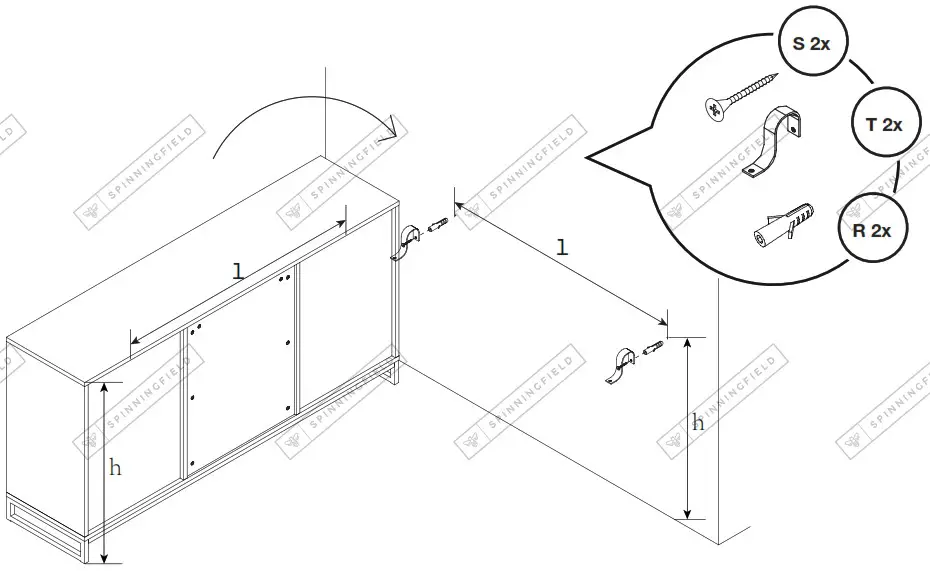 VonHaus 3000327 Riley Rattan Large Wooden Sideboard - HARDWARE 17