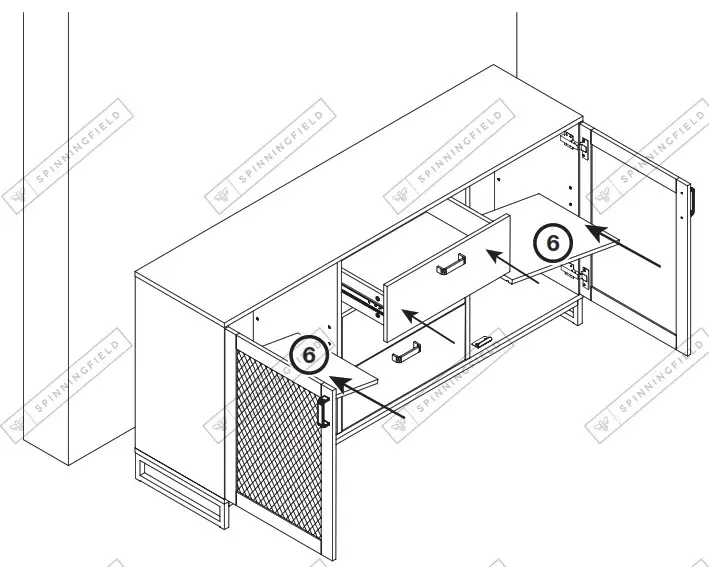 VonHaus 3000327 Riley Rattan Large Wooden Sideboard - HARDWARE 19