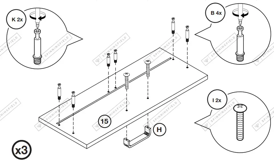 VonHaus 3000327 Riley Rattan Large Wooden Sideboard - HARDWARE 3