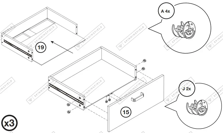 VonHaus 3000327 Riley Rattan Large Wooden Sideboard - HARDWARE 6
