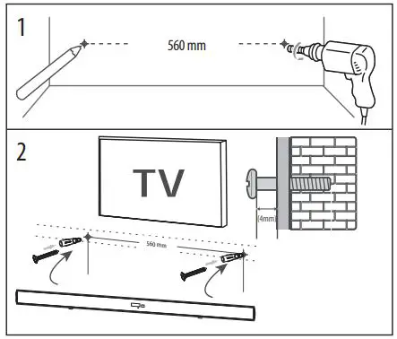 SHARP HT-SBW182 SOUNDBAR SYSTEM WITH WIRELESS SUBWOOFER User Manual - Wall Mounting