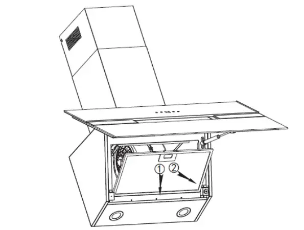 COOKOLOGY ELITE905BK 90cm Black Angled Designer Chimney Cooker Hood and Filters - Figure 9