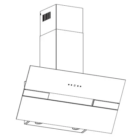 COOKOLOGY ELITE905BK 90cm Black Angled Designer Chimney Cooker Hood and Filters