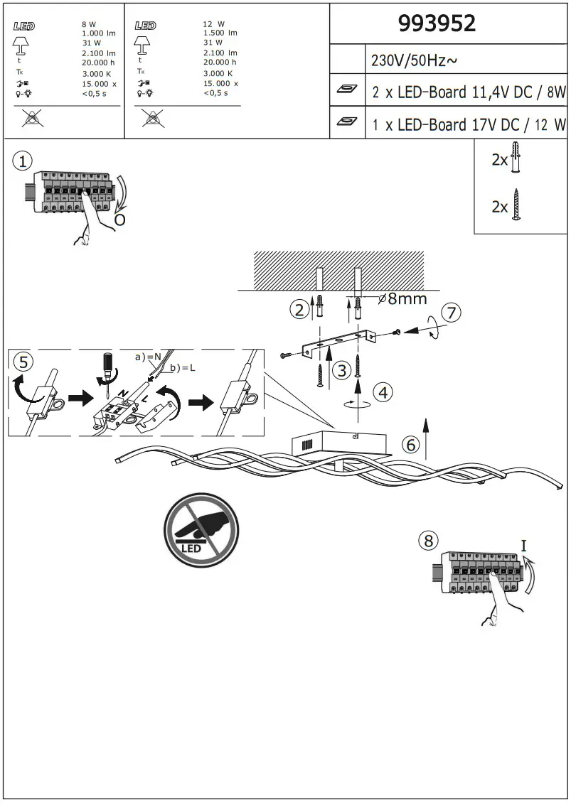 LeuchtenDirekt 15166 55 01 LED Ceiling Light