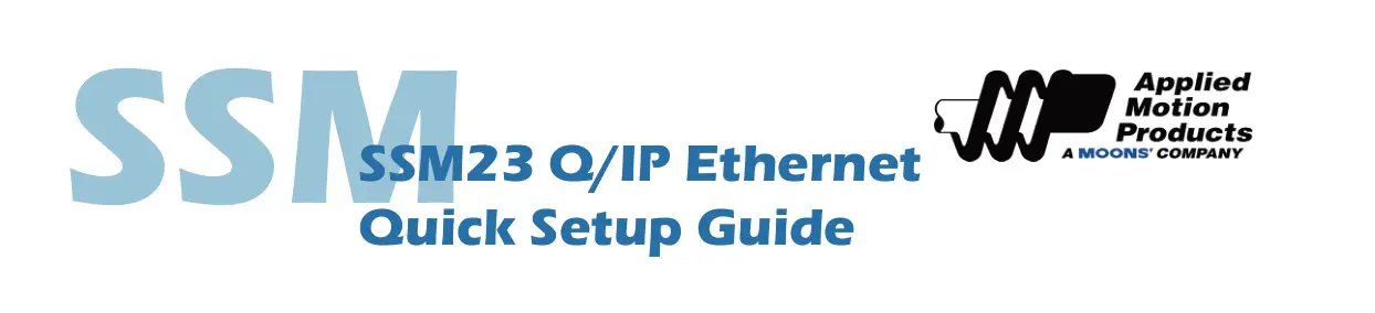 Applied Motion Products MSSM23 Q IP Ethernet Integrated Motor User Guide
