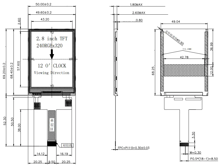 Surenoo STP0280B1 240320 Series TFT LCD Pane - 1