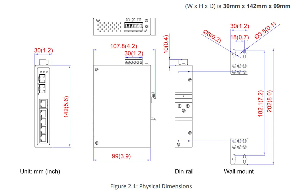 leonton EG2-0702-SFP 7-Port Industrial Gigabit Ethernet Switch - Figure 1