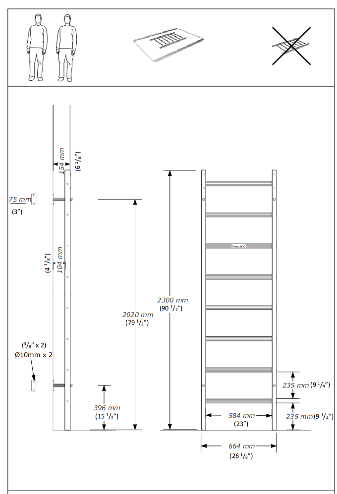 BenchK 210 Wall Bar with Pull Up Bar - Fig1