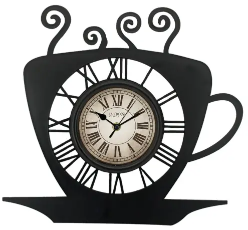 La Crosse 404 3833B 13 Inch Latte Metal Wall Table Clock