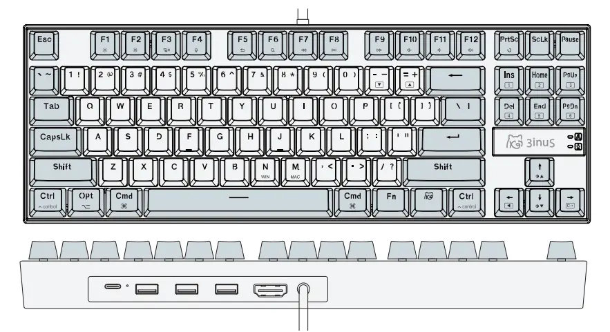 3inuS EE01 Mechanical Keyboard with 5 Port Hub - Icon