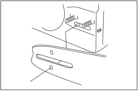 Husqvarna Exhibit 8 Connectivity Device - Align the hole in the guide bar with the chain adjuster