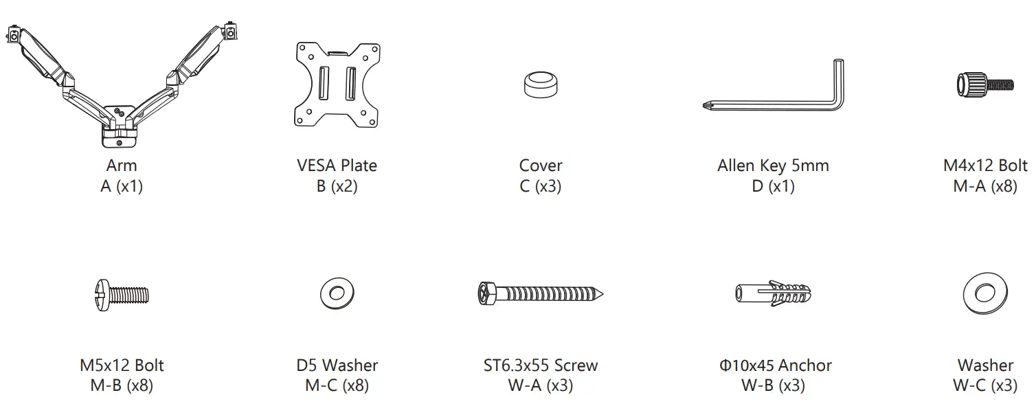 WALI GSWM002 Dual Monitor Wall Mount - fig 1