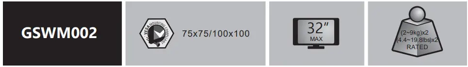 WALI GSWM002 Dual Monitor Wall Mount - icon