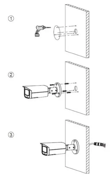 dahua VDA-IPCHFW3441TPZS IR Bullet Network Camera User Guide - Cable going through the mounting surface