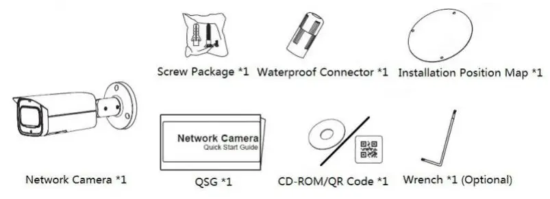 dahua VDA-IPCHFW3441TPZS IR Bullet Network Camera User Guide - Packing List